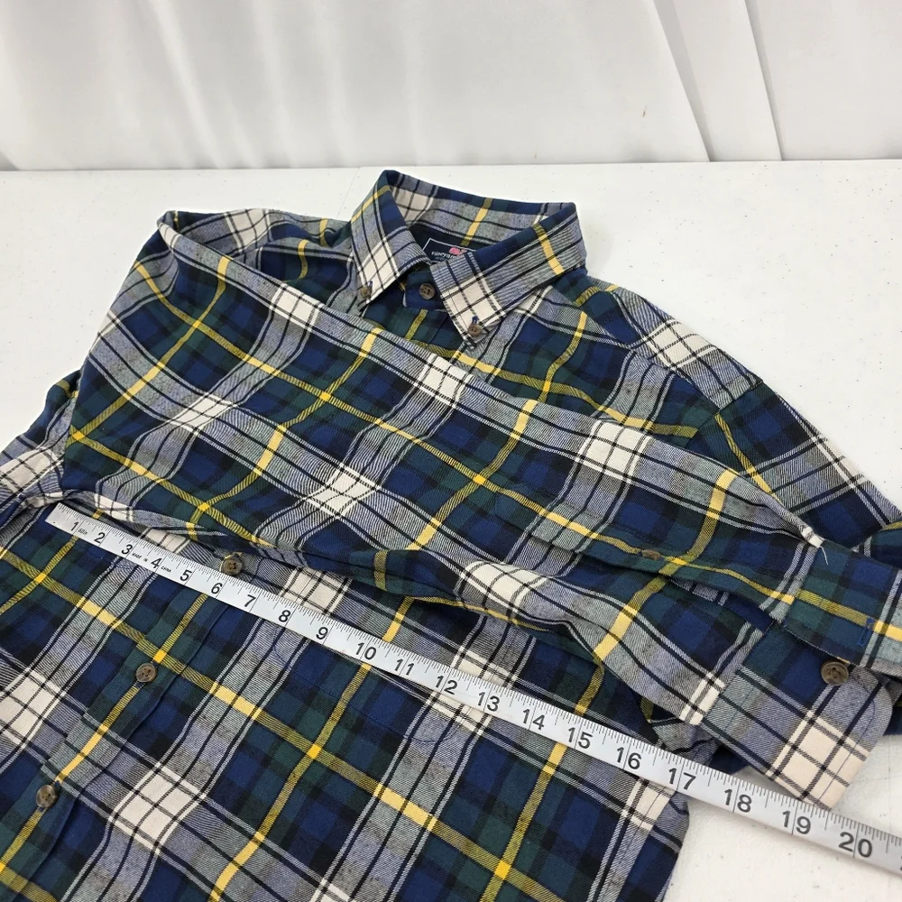 Vineyard Vines Performance Slim Fit Crosby Shirt Men's‎ L Plaid Flannel Green.